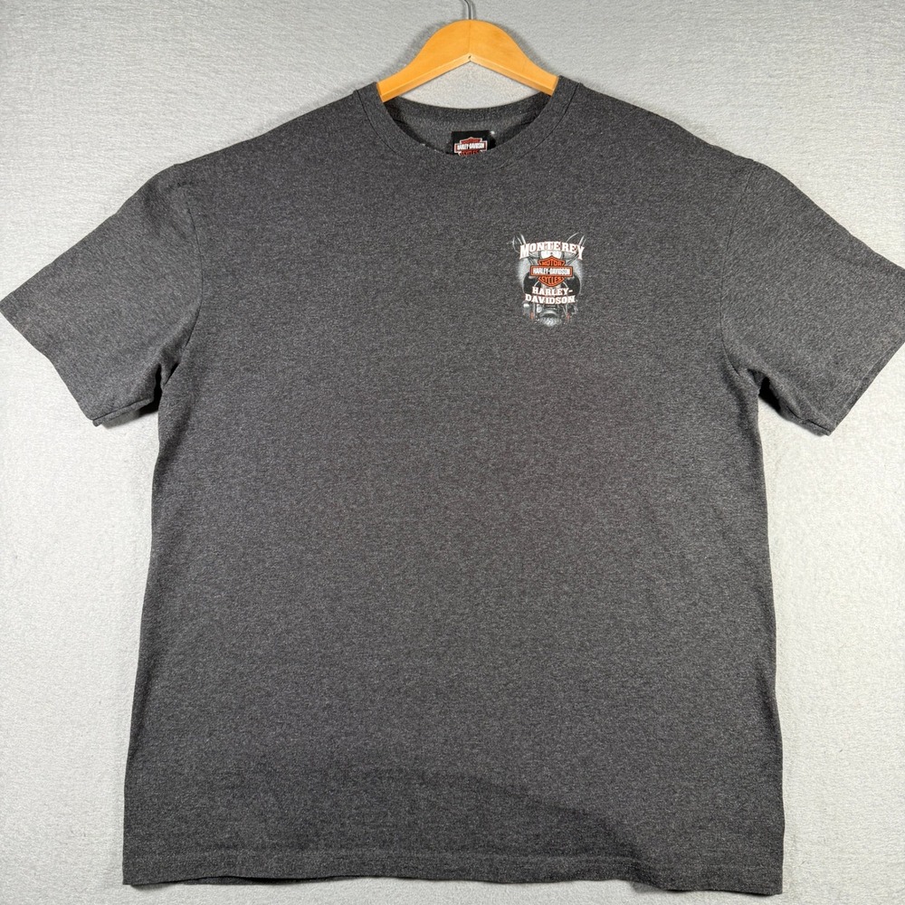 Harley-Davidson Monterey California Otter Biker Graphic T-Shirt Charcoal Gray XL